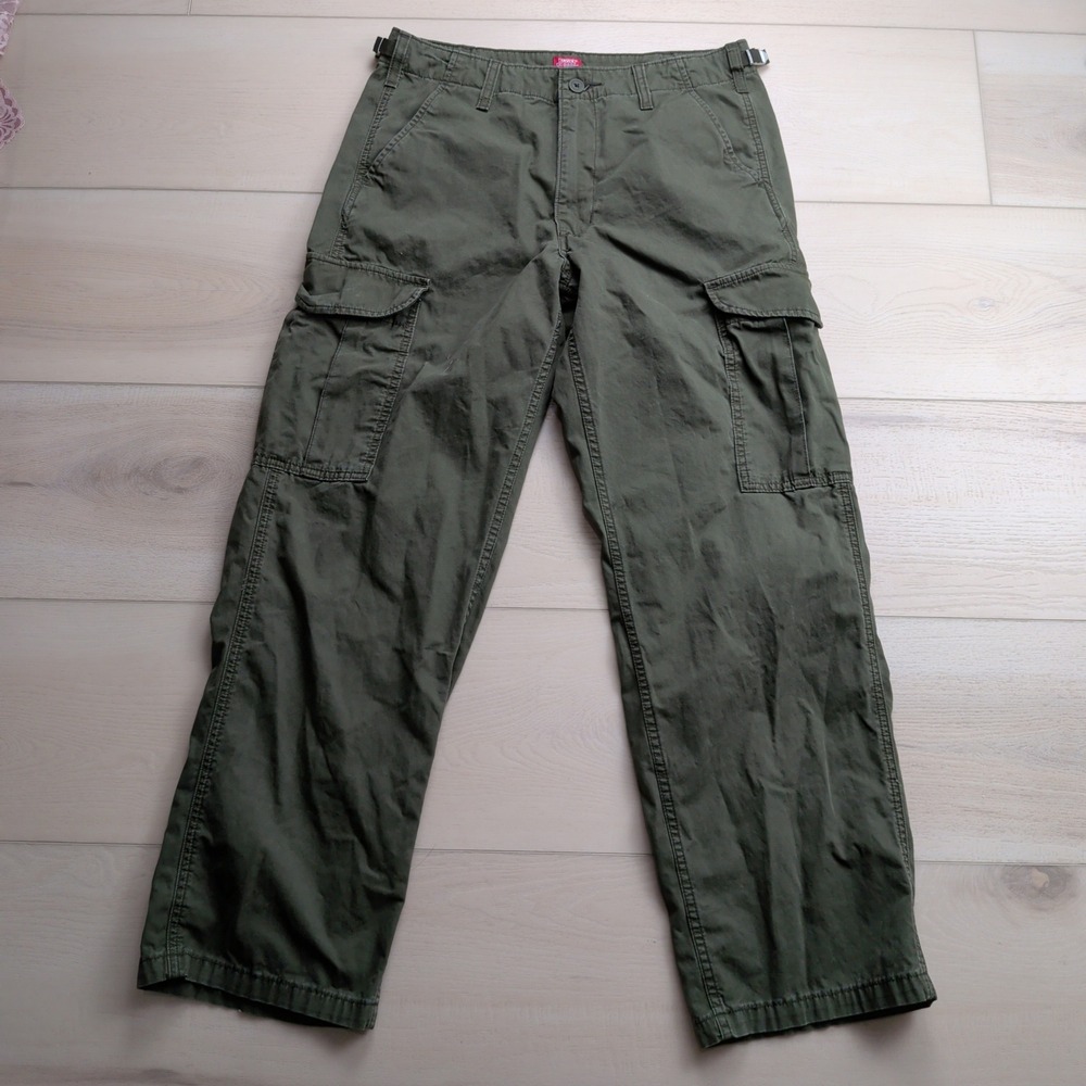 Levis XX Cargo Baggy Pants Mens 31x32‎ (Fits 32x30) Olive Green Adjustable Waist